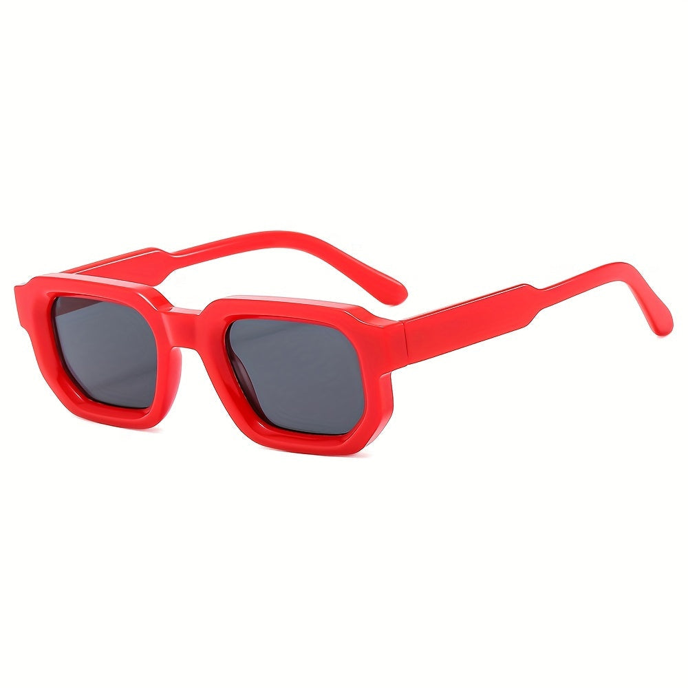 NOUVEAU RICHE Herren Sonnenbrille Retro Quadratischer Rahmen PC Grauer Rahmen mit großem rotem Rahmen