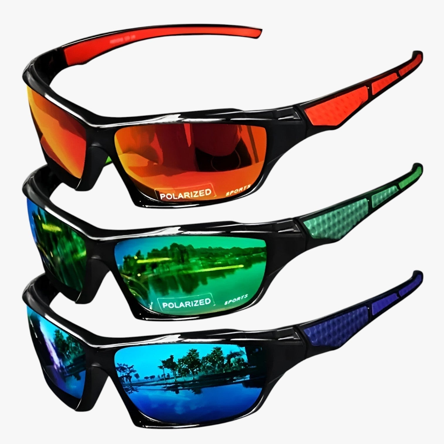 NOUVEAU RICHE Herren Sportbrille Metallrahmen Polarisierende UV400 Gläser