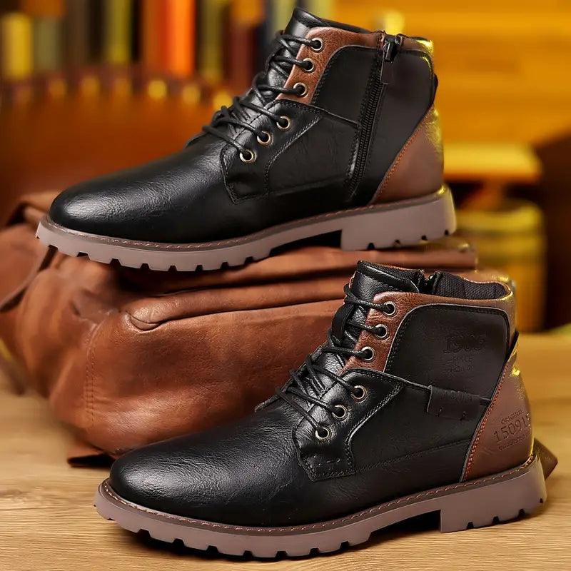 NOUVEAU RICHE Herren Stiefel PU-Leder mit Reißverschluss Schwarz