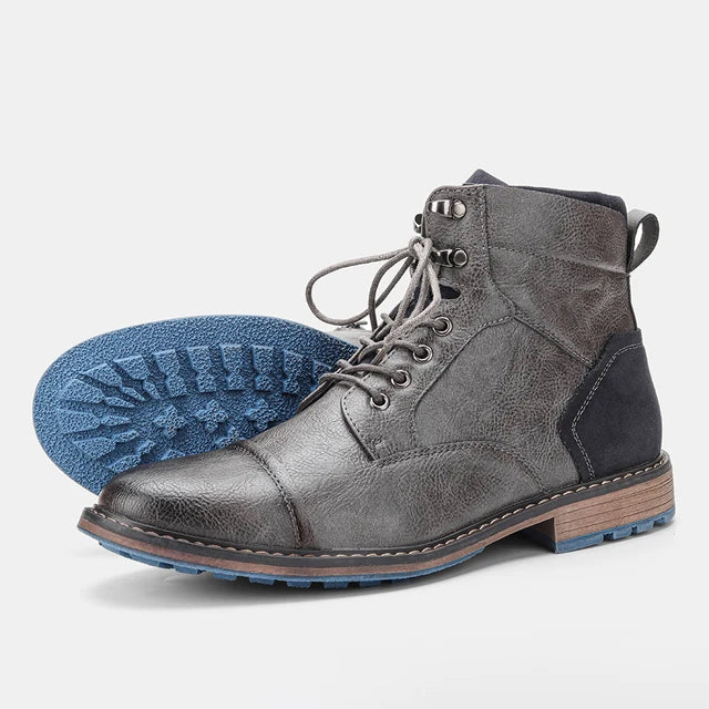 NOUVEAU RICHE Herren Stiefeletten PU-Leder Rutschfeste Sohle Grau