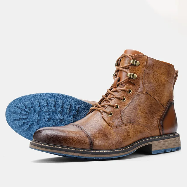 NOUVEAU RICHE Herren Stiefeletten PU-Leder Rutschfeste Sohle Gelb
