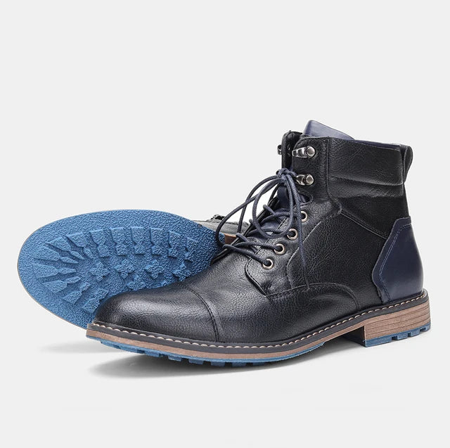 NOUVEAU RICHE Herren Stiefeletten PU-Leder Rutschfeste Sohle Schwarz