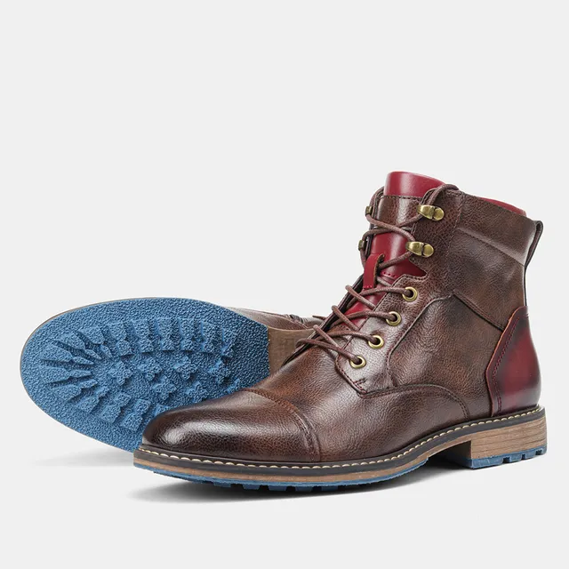 NOUVEAU RICHE Herren Stiefeletten PU-Leder Rutschfeste Sohle Braun