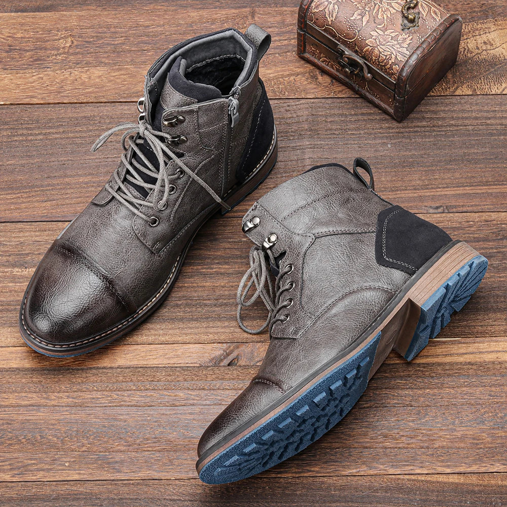 NOUVEAU RICHE Herren Stiefeletten PU-Leder Rutschfeste Sohle
