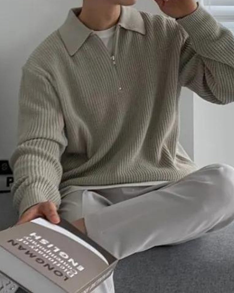 NOUVEAU RICHE Herren Strick Pullover Baumwolle mit Reißverschluss