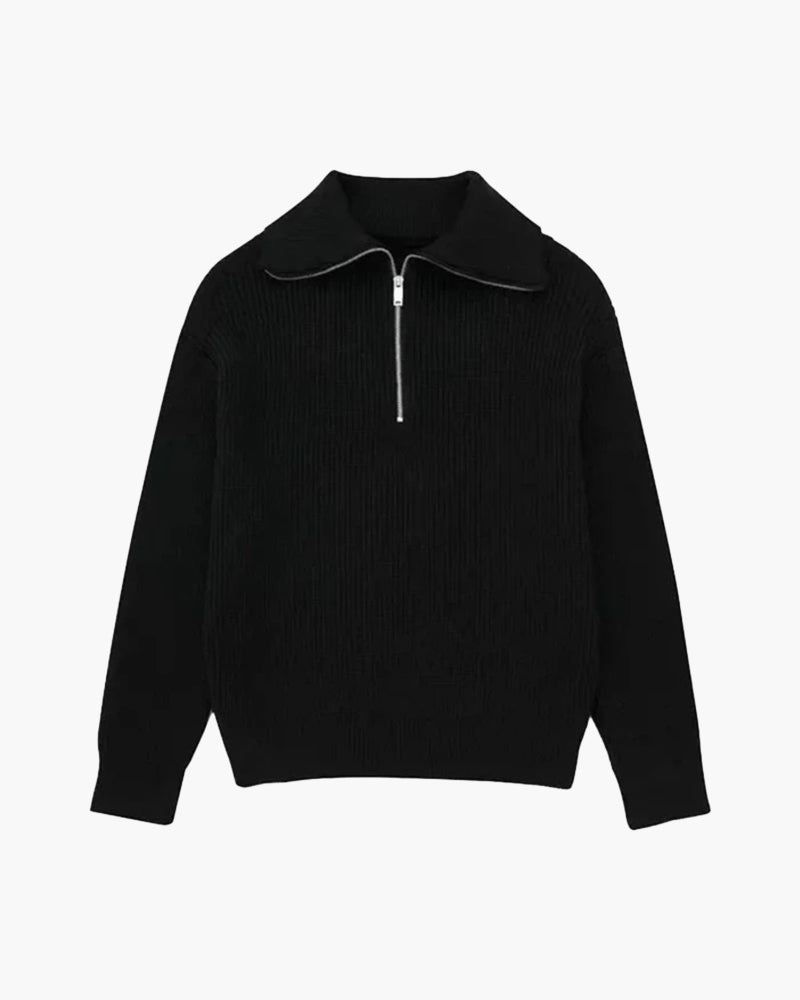 NOUVEAU RICHE Herren Strickjacke Baumwolle Reißverschluss gestreift Schwarz