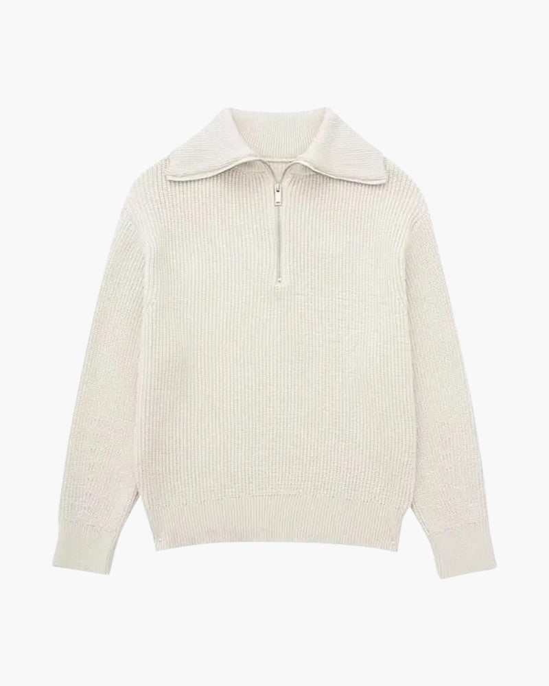 NOUVEAU RICHE Herren Strickjacke Baumwolle Reißverschluss gestreift Weiß