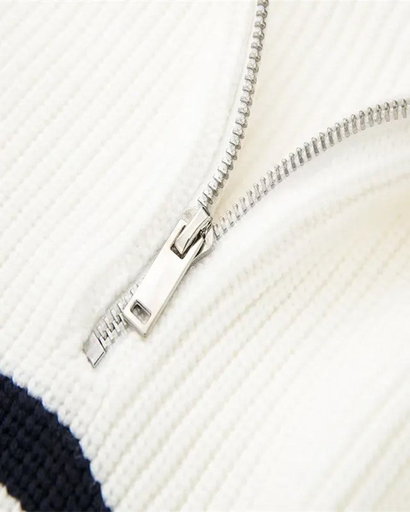 NOUVEAU RICHE Herren Strickjacke Baumwolle Reißverschluss gestreift