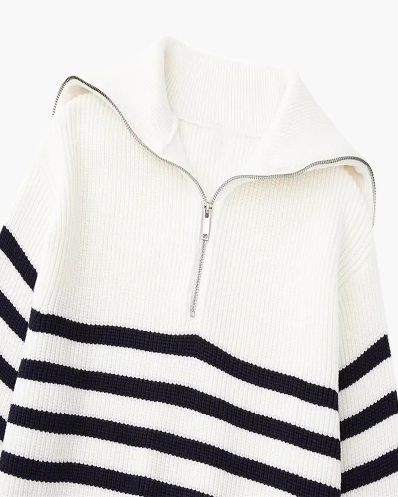 NOUVEAU RICHE Herren Strickjacke Baumwolle Reißverschluss gestreift
