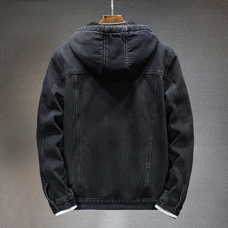 NOUVEAU RICHE Herren Winter Gefütterte Jeansjacke Mit Lammfellimitat Futter Für Kuschelige Wärme Und Stil