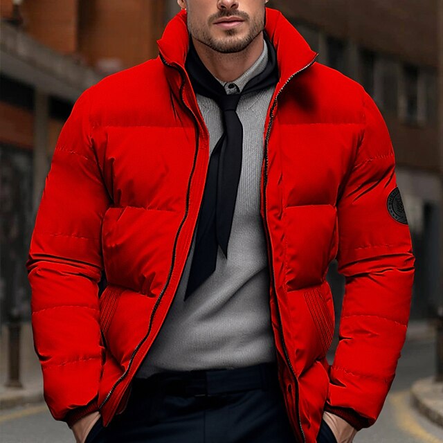NOUVEAU RICHE Herren Winterjacke Stepp Mit Hohem Kragen Leicht Schutz Rot