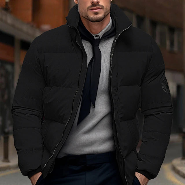 NOUVEAU RICHE Herren Winterjacke Stepp Mit Hohem Kragen Leicht Schutz Schwarz