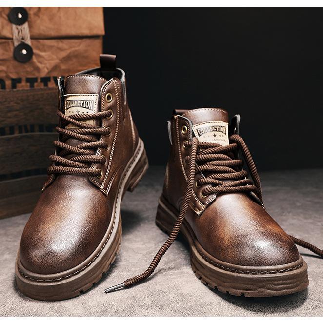 NOUVEAU RICHE Herren Winterschuhe Wasserdicht Warm Synthetisches Leder Braun
