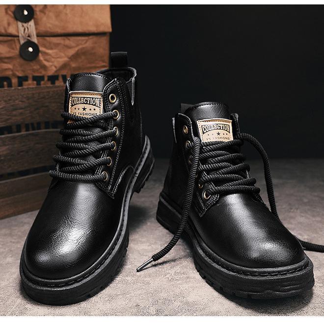 NOUVEAU RICHE Herren Winterschuhe Wasserdicht Warm Synthetisches Leder Schwarz