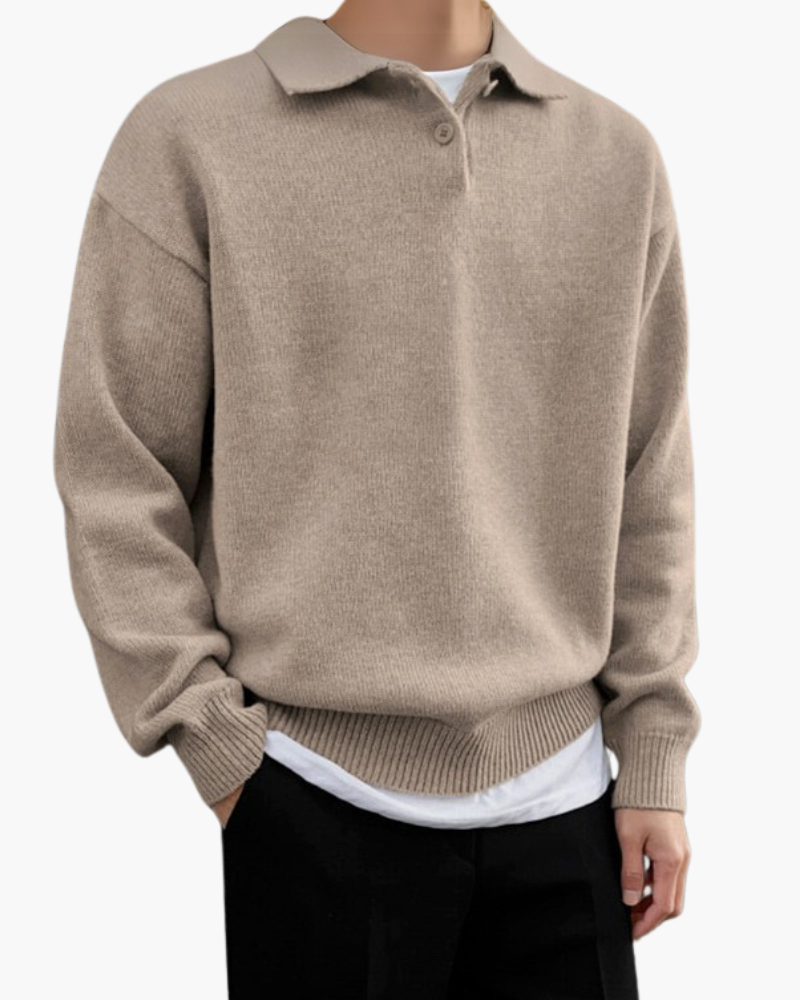NOUVEAU RICHE Herren Wollpullover Halbreißverschluss Blau
