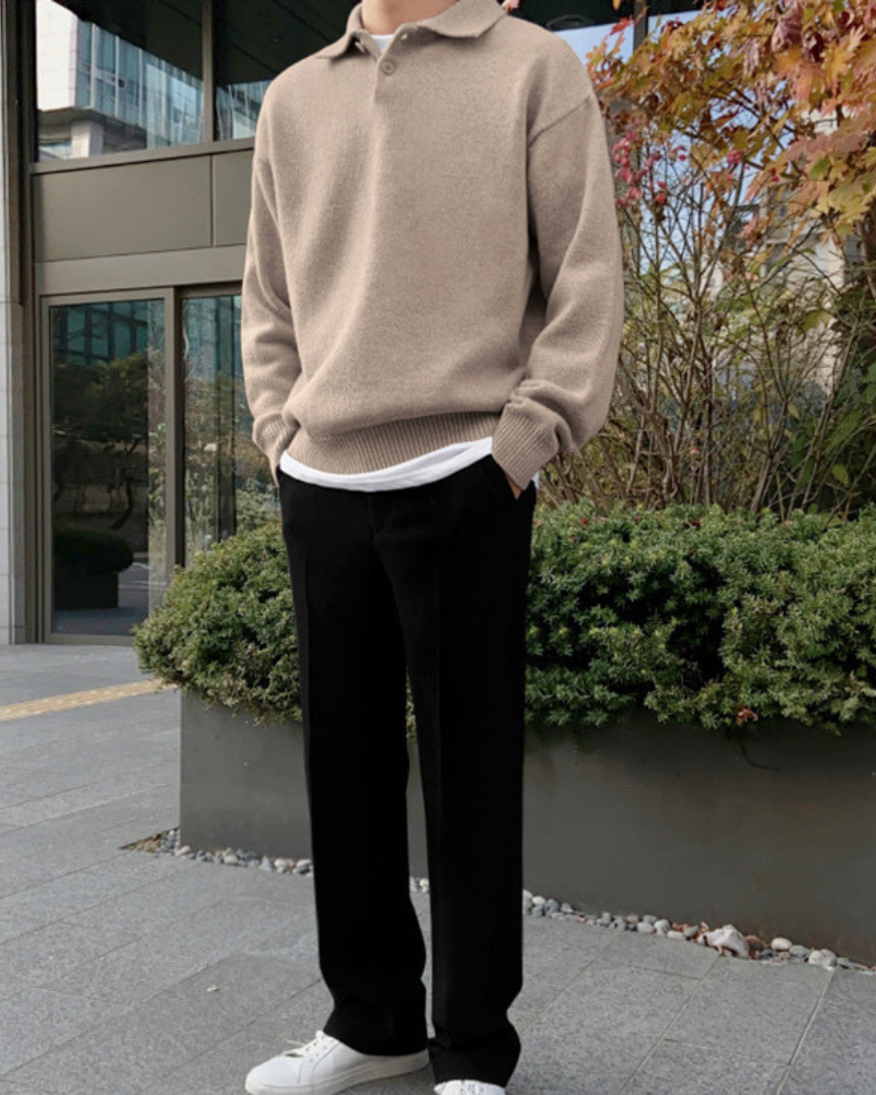 NOUVEAU RICHE Herren Wollpullover Halbreißverschluss