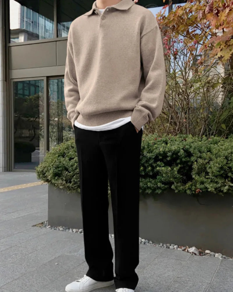 NOUVEAU RICHE Herren Wollpullover Halbreißverschluss