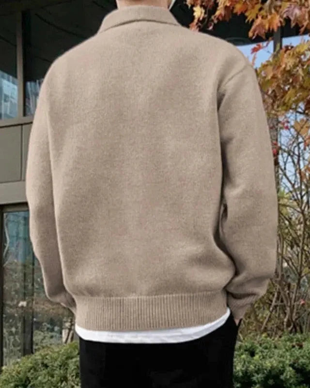 NOUVEAU RICHE Herren Wollpullover Halbreißverschluss