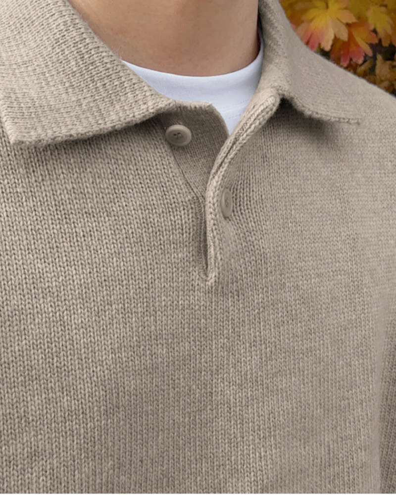 NOUVEAU RICHE Herren Wollpullover Halbreißverschluss