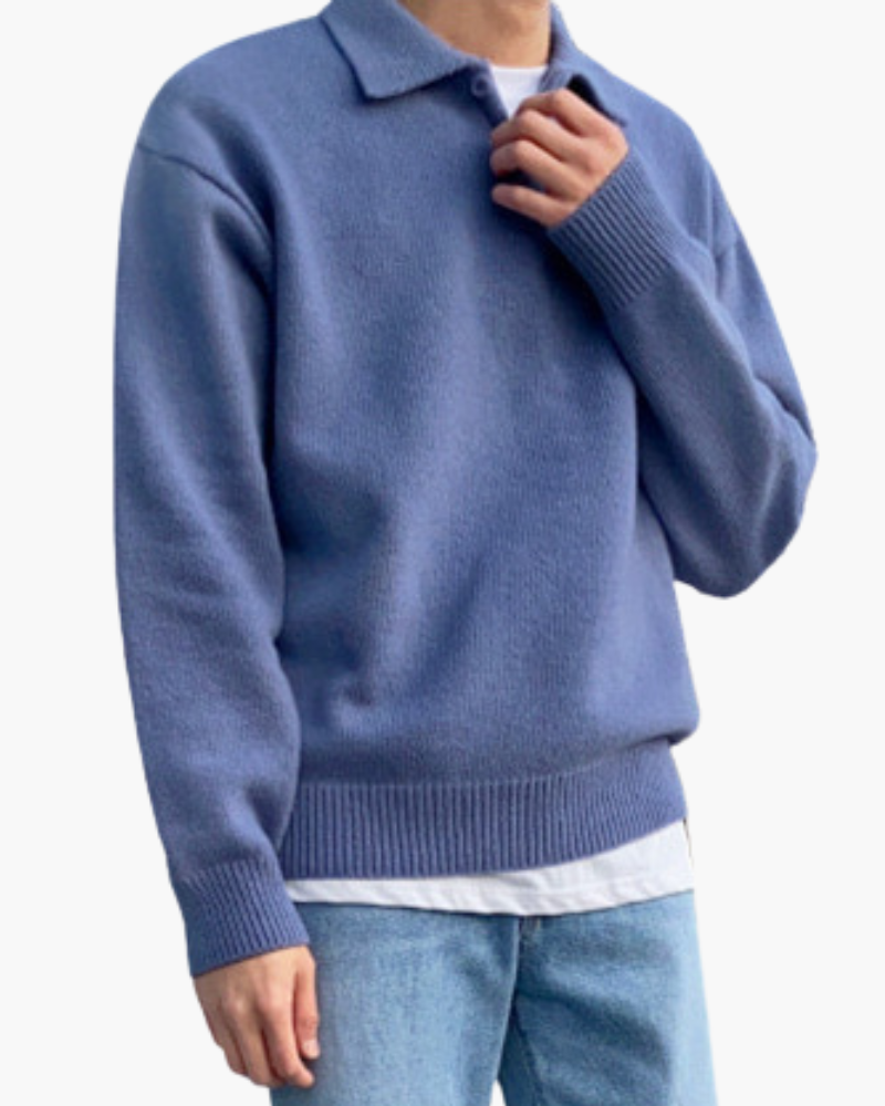 NOUVEAU RICHE Herren Wollpullover Halbreißverschluss