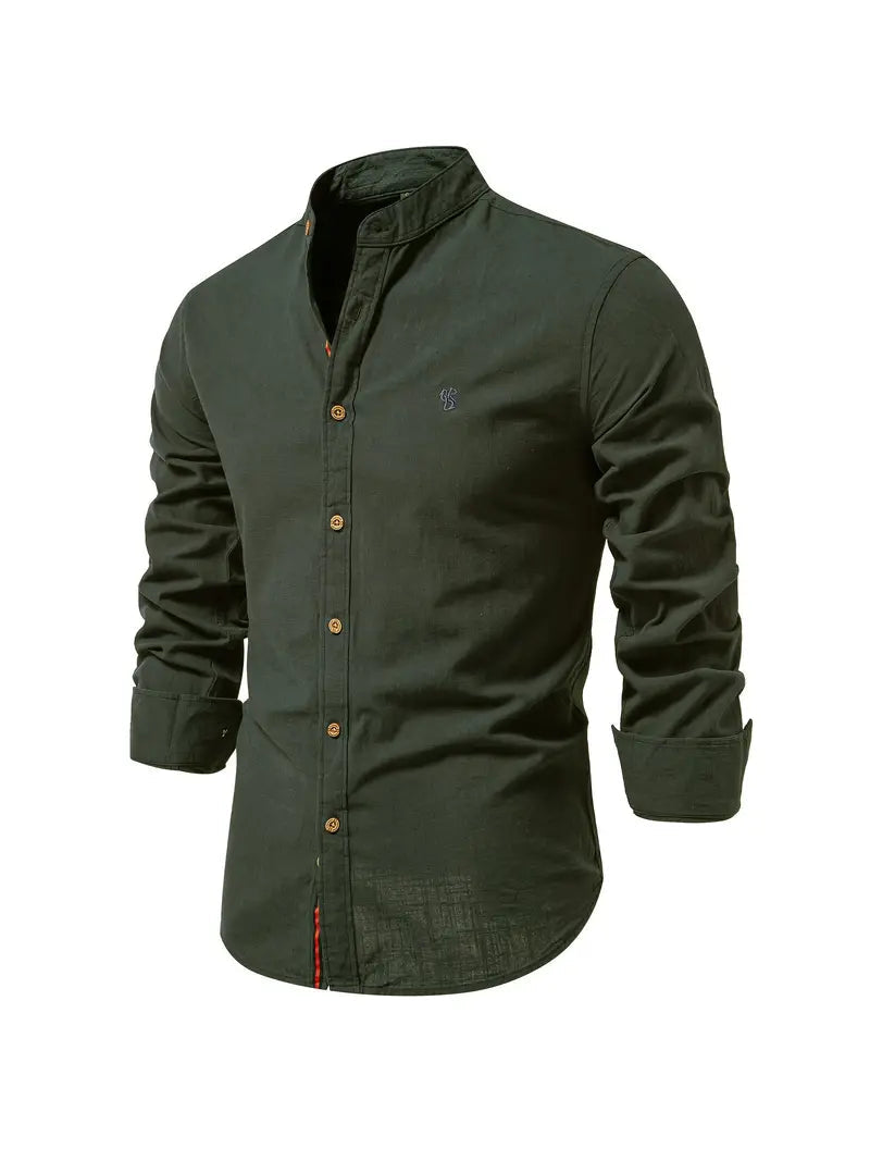 NOUVEAU RICHE Herrenhemd Klassischer Stil Premium Komfort Atmungsaktiv Armeegrün