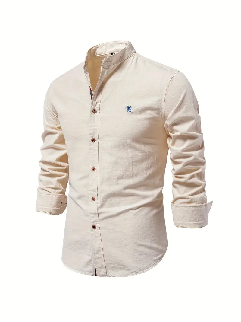 NOUVEAU RICHE Herrenhemd Klassischer Stil Premium Komfort Atmungsaktiv Aprikose