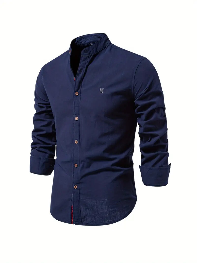 NOUVEAU RICHE Herrenhemd Klassischer Stil Premium Komfort Atmungsaktiv Marineblau