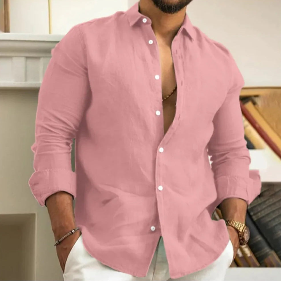 NOUVEAU RICHE Herrenhemd Mit Hemdkragen Und Durchgehende Knopfleiste Sport Rosa