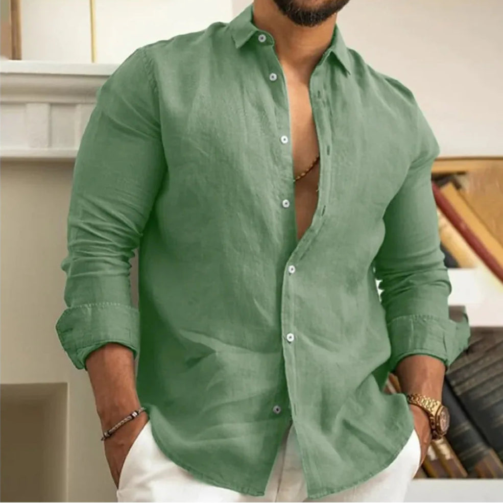 NOUVEAU RICHE Herrenhemd Mit Hemdkragen Und Durchgehende Knopfleiste Sport Grün