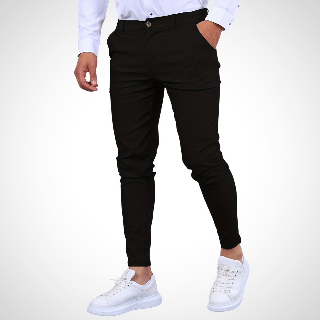 NOUVEAU RICHE Herrenhose Knopfverschluss Reißverschluss Vorne Knöchellang Schwarz