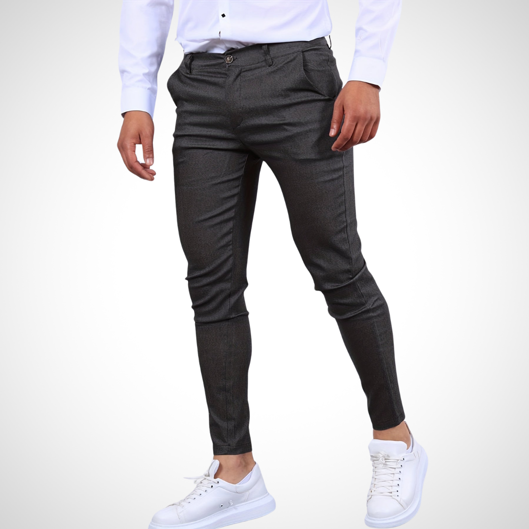 NOUVEAU RICHE Herrenhose Knopfverschluss Reißverschluss Vorne Knöchellang Grau