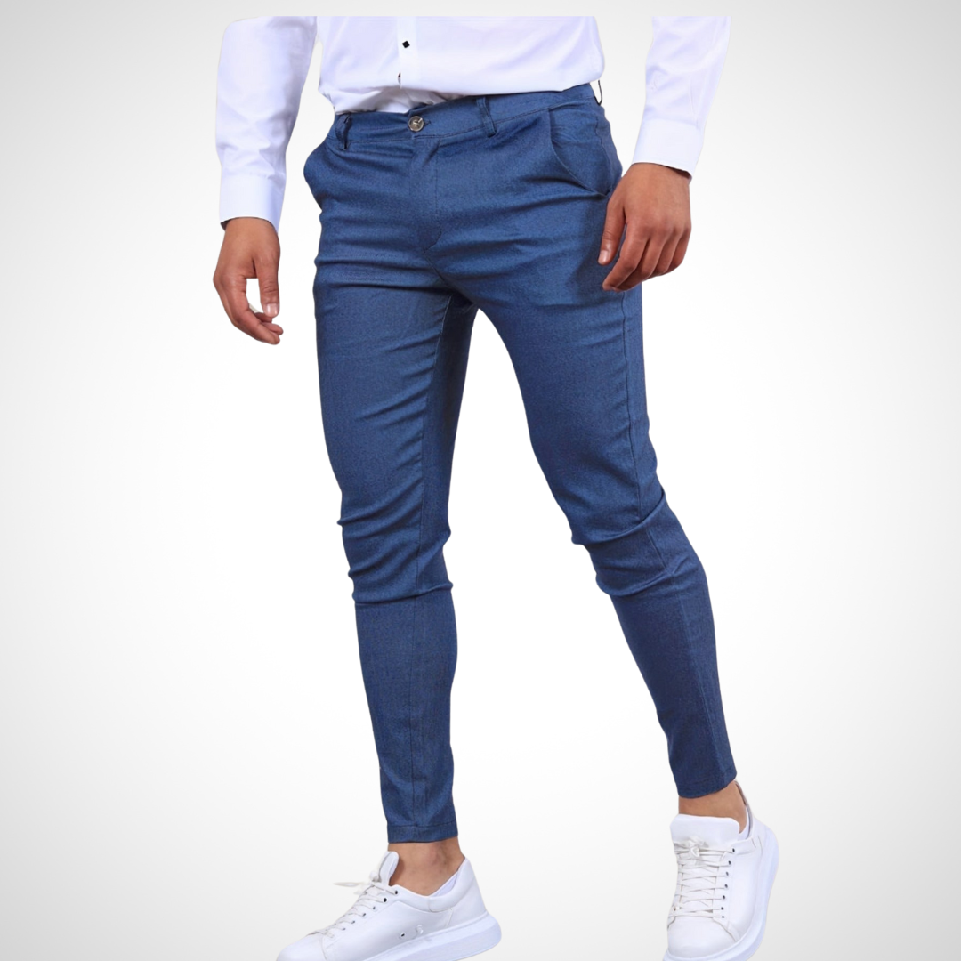 NOUVEAU RICHE Herrenhose Knopfverschluss Reißverschluss Vorne Knöchellang Königsblau