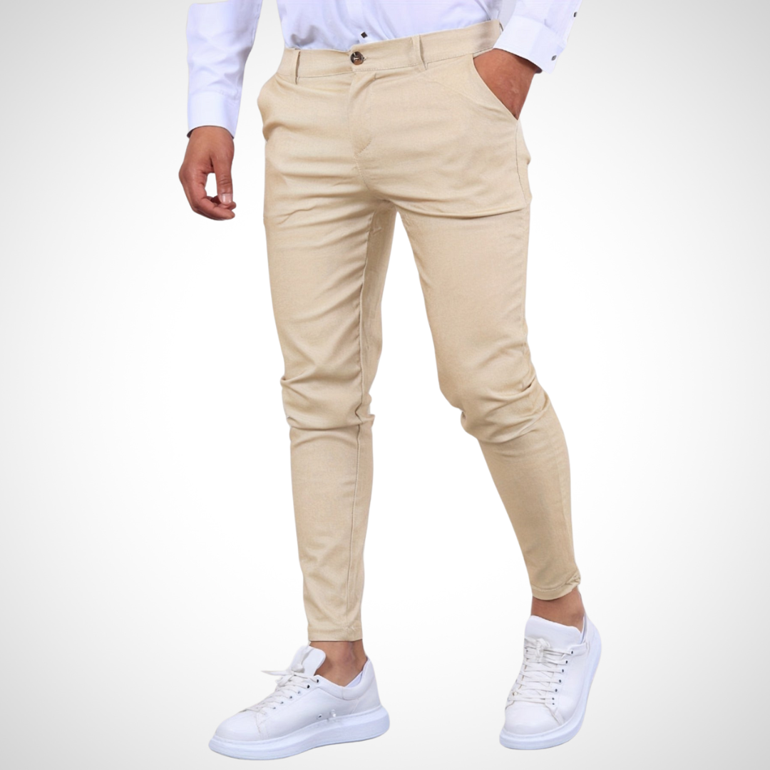 NOUVEAU RICHE Herrenhose Knopfverschluss Reißverschluss Vorne Knöchellang Beige
