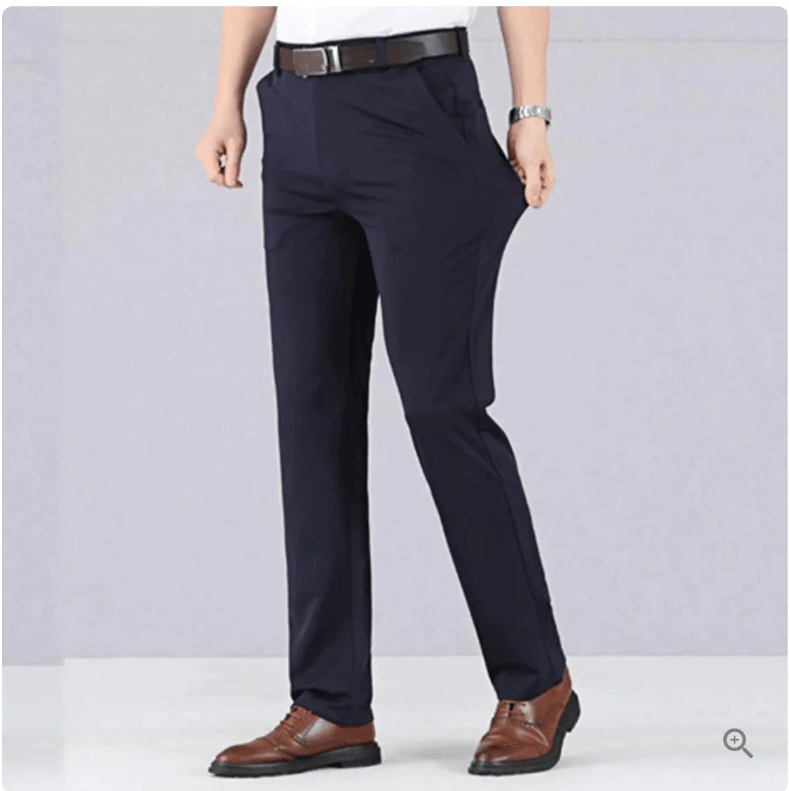 NOUVEAU RICHE Herrenhose Slim Fit Polyester Schwarz Blau Grau Khaki