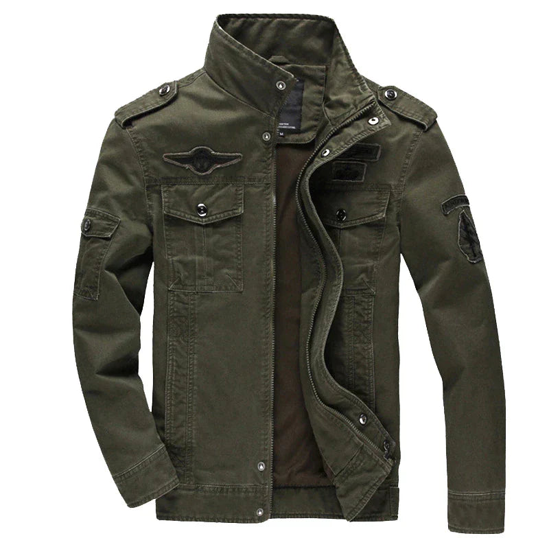 NOUVEAU RICHE Herrenjacke im Militärstil mit Stehkragen Armeegrün