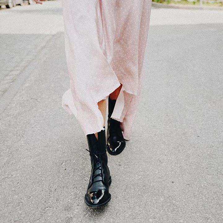 NOUVEAU RICHE Stiefeletten Mit Absatz Ökoleder Baumwollfutter Vintage