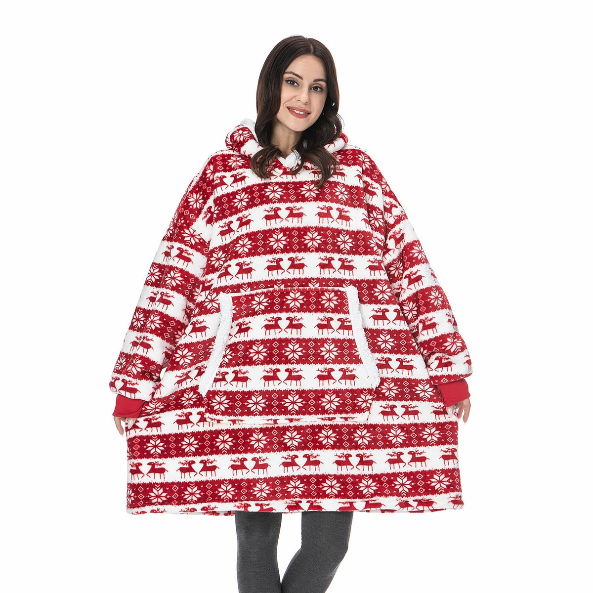 NOUVEAU RICHE Hoodie & Decke in Einem – Oversize Decke mit Ärmeln & Kapuze für Damen, Weicher Fleece mit Kängurutasche, 12 Farben – Luna