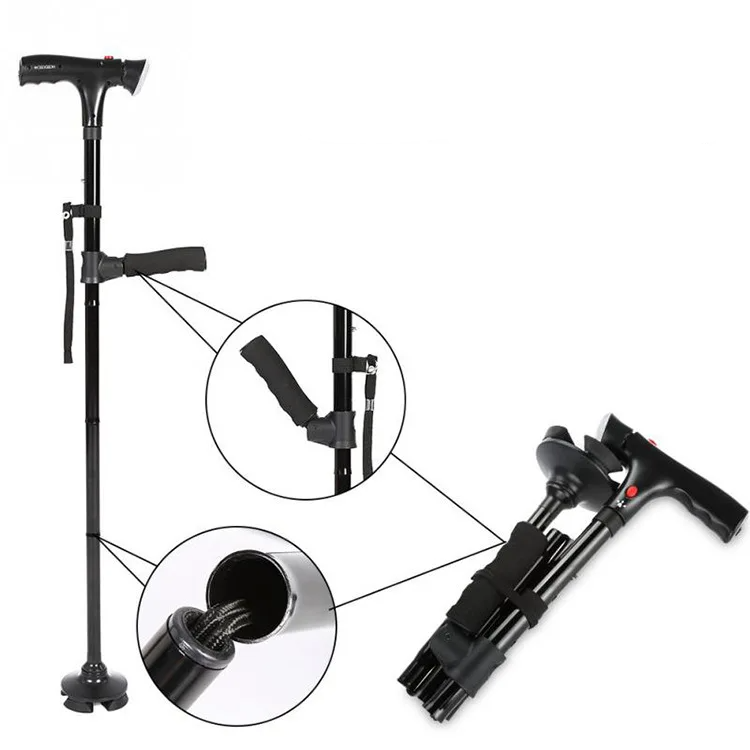 NOUVEAU RICHE Gehstock – Ergonomischer Gehstock aus leichtem Metall mit rutschfestem Griff, Gehhilfe für drinnen & draussen