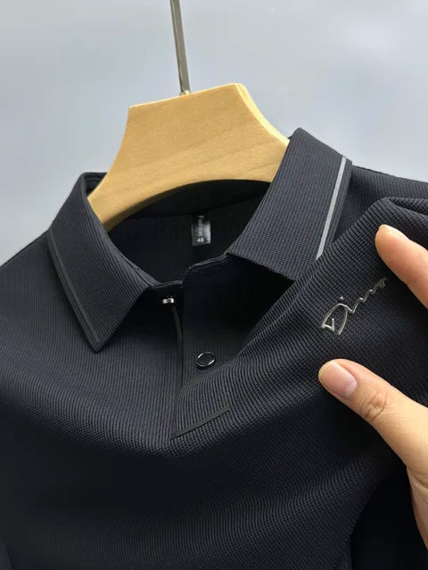 NOUVEAU RICHE Polohemd Herren Kurzarm Luxustyle Sommerfreundlich Design Schwarz