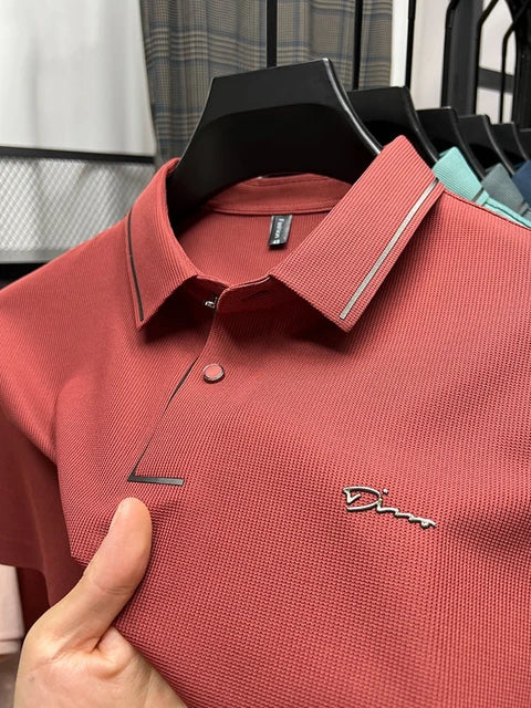 NOUVEAU RICHE Polohemd Herren Kurzarm Luxustyle Sommerfreundlich Design Rot