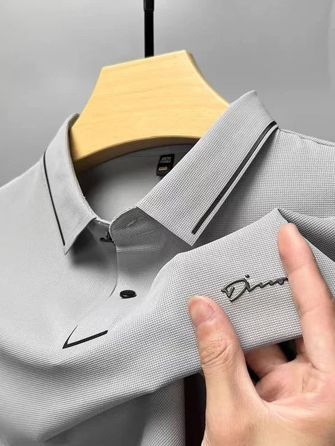 NOUVEAU RICHE Polohemd Herren Kurzarm Luxustyle Sommerfreundlich Design Grau