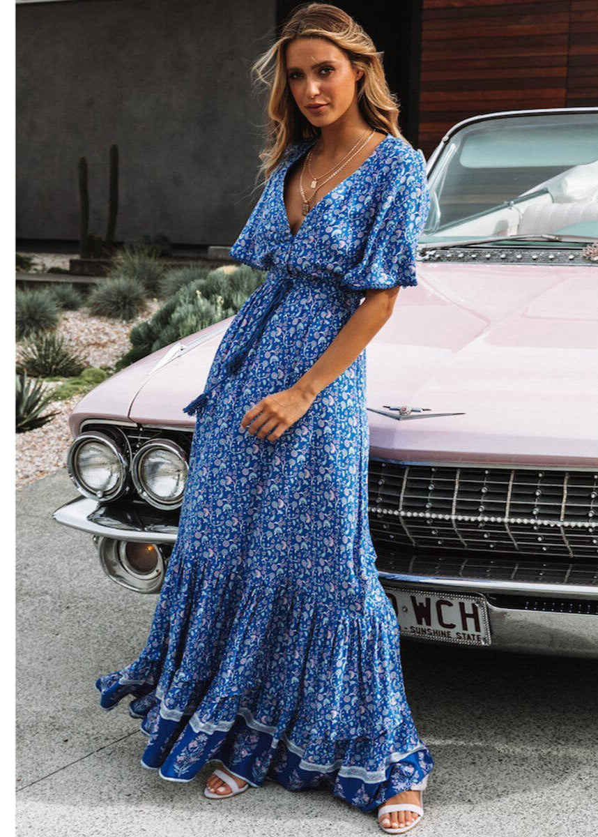 NOUVEAU RICHE Hippie Chic Langes Trauzeugenkleid Fließend Bohème Hochzeit