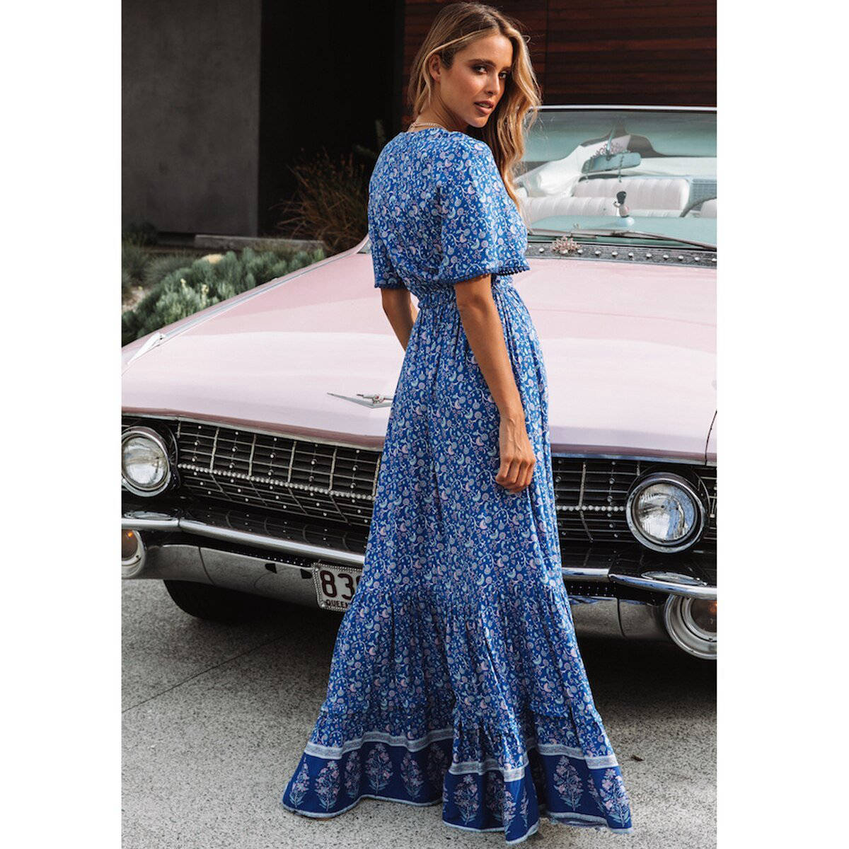 NOUVEAU RICHE Hippie Chic Langes Trauzeugenkleid Fließend Bohème Hochzeit
