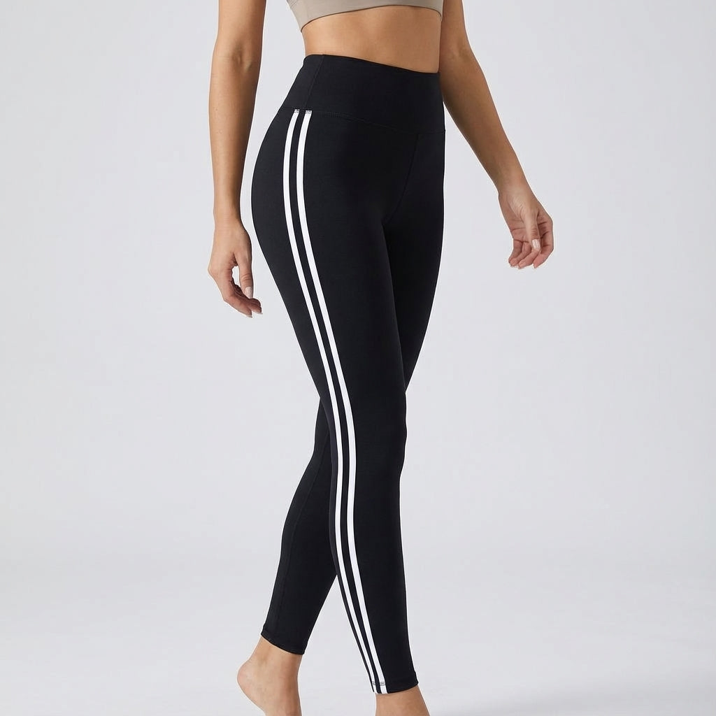 NOUVEAU RICHE Funktionelle Leggings mit hohem Bund – Sportleggings Damen mit Seitenstreifen, Gym & Alltag, 8 Farben, S–XL – Dôre Paige