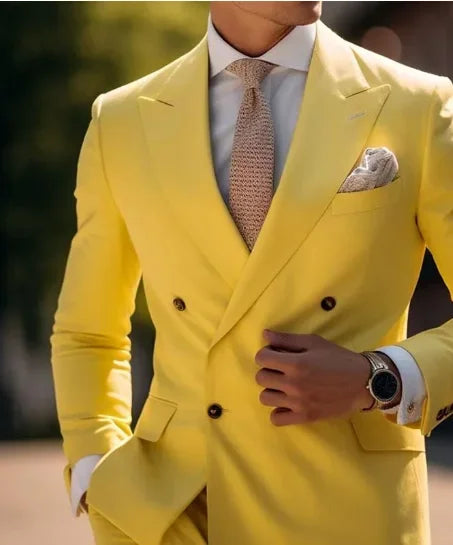 NOUVEAU RICHE Herren Herrenanzug Brauner Zweireihig Maßgeschneidert Geld