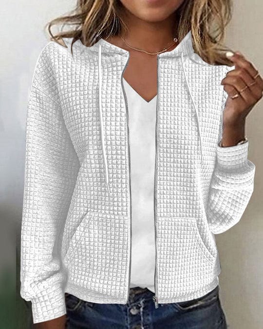 NOUVEAU RICHE Damen Kapuzenjacke aus hochwertigem Baumwollmix für gemütliche Freizeitaktivitäten Weiß