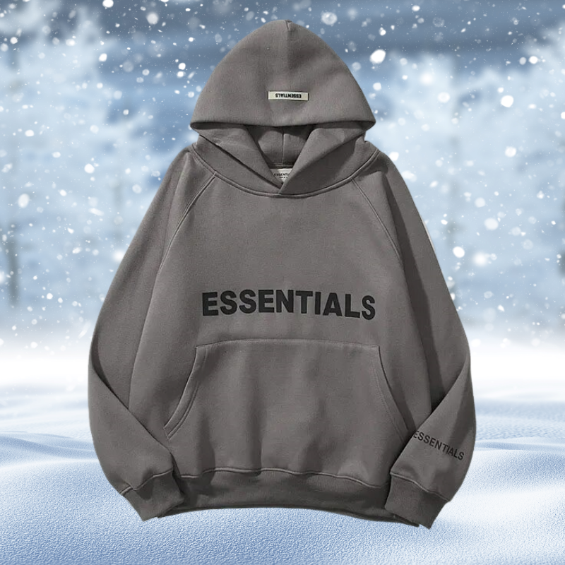 NOUVEAU RICHE Hoodie Oversize Estampado Urbaner Stil Komfortabel Relaxed Grau