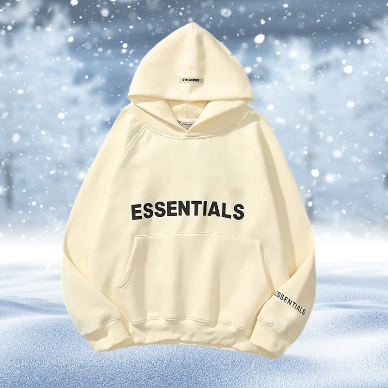 NOUVEAU RICHE Hoodie Oversize Estampado Urbaner Stil Komfortabel Relaxed Beige