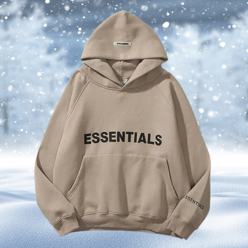 NOUVEAU RICHE Hoodie Oversize Estampado Urbaner Stil Komfortabel Relaxed Khaki