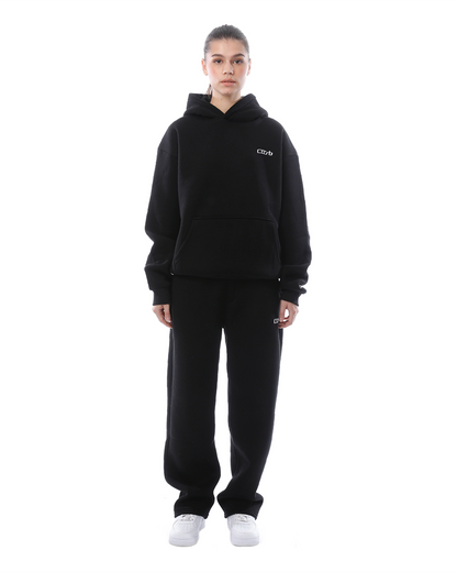 NOUVEAU RICHE Hoodie & Jogginghose Set – Weiche Baumwolle & Lockere Passform Schwarz